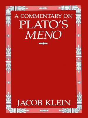 cover image of A Commentary on Plato's Meno